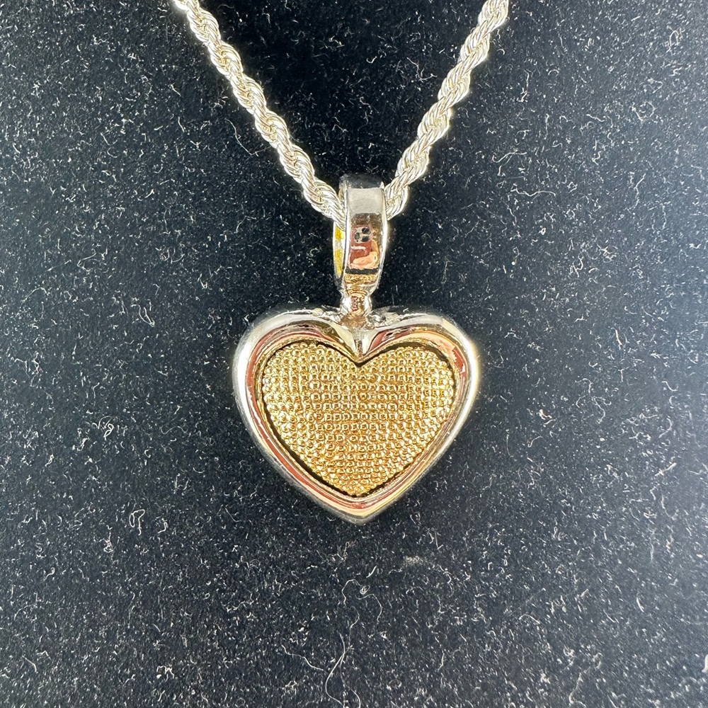 Two-Tone Gold & Silver Heart Pendant & Chain by Esposito